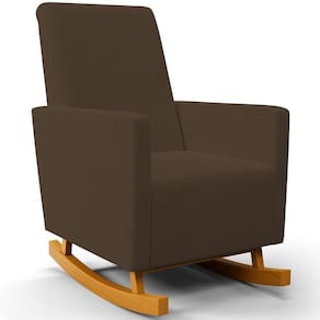 Poltrona De Amamentação Com Balanço Ravena W01 Suede Marrom - Lyam Decor