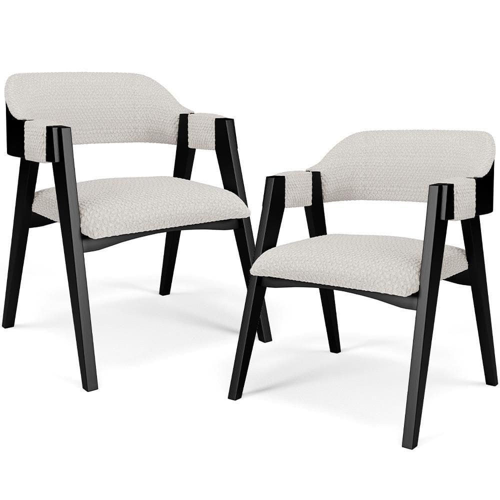Kit 02 Cadeiras Para Sala De Jantar E Estar Living Estofada Suran L02 Preto Bouclê Cru - Lyam