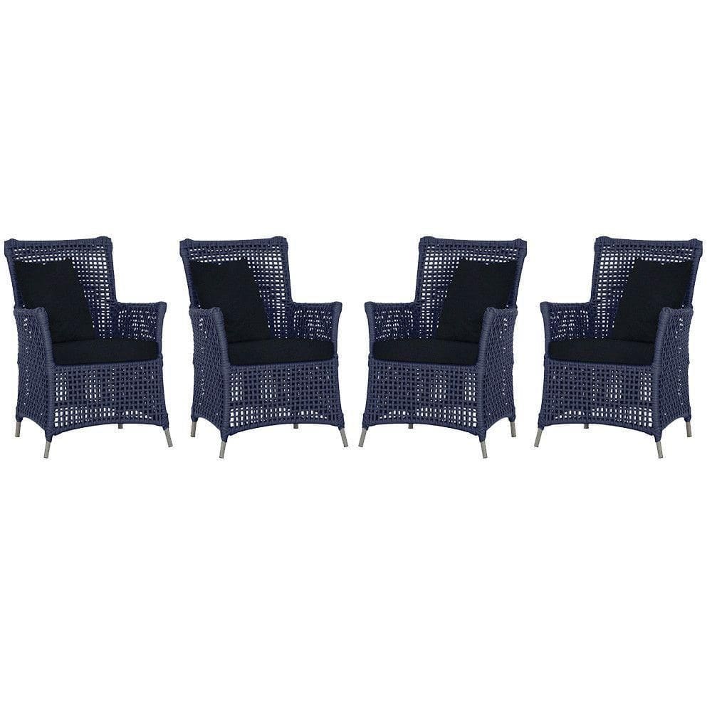 4 Poltronas Igapó Alumínio Pintura Fendi Corda Náutica E12 Azul