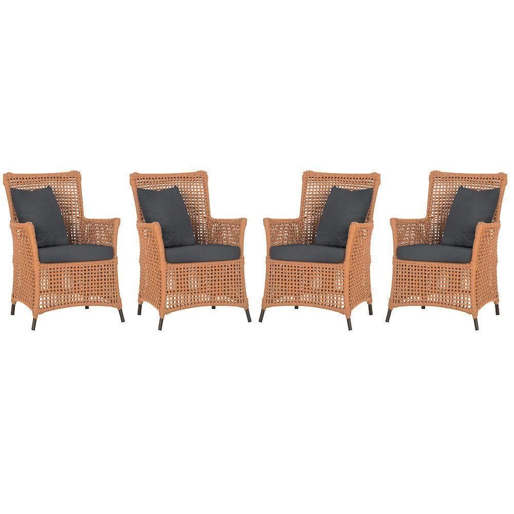 4 Poltronas Igapó Alumínio Pintura Marrom Corda Náutica E11 Terra Cota