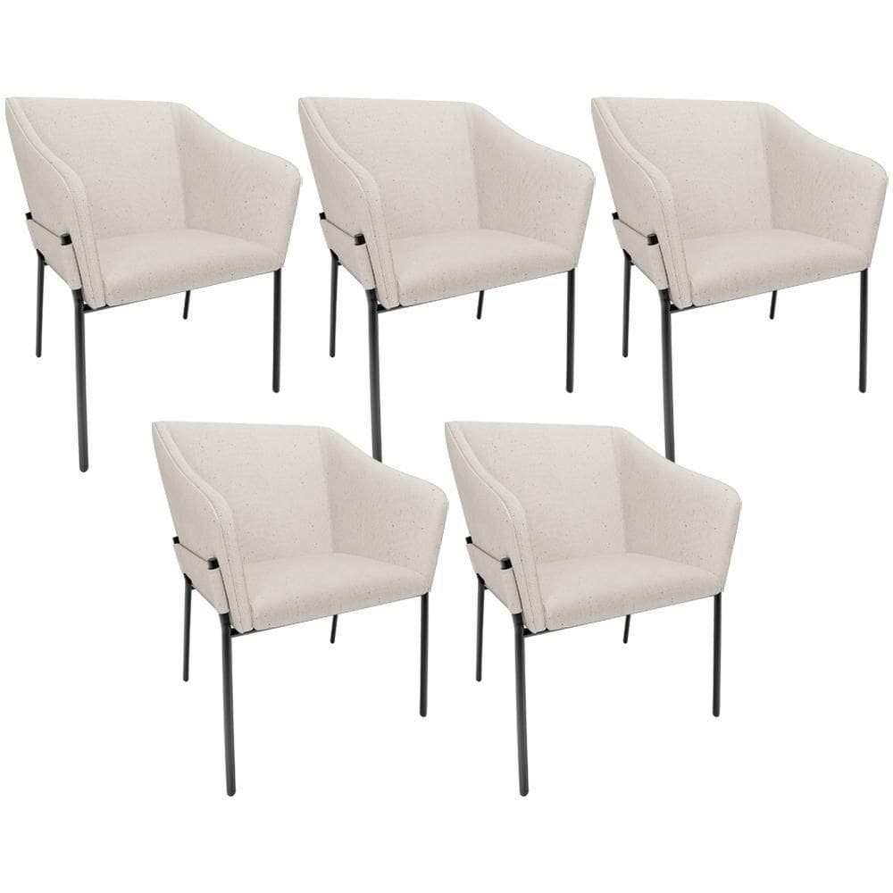 Kit 5 Cadeiras Para Sala De Jantar Estar Living Olívia L02 Linho Cru - Lyam Decor