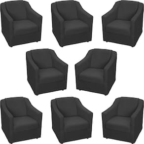 Kit 8 Poltronas Mila Pé De Plástico Cromado - Preto Suede