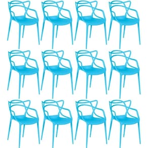 Kit 12 Cadeiras Allegra Empilhável Com Inmetro Magazine Decor - Azul