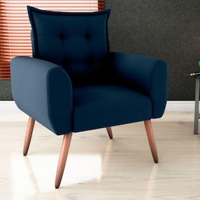 Poltrona Decorativa Para Sala Arcos Suede Azul
