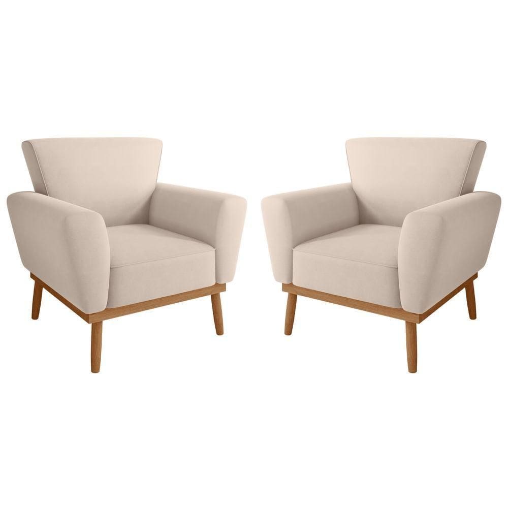 Conjunto Poltrona Para Sala De Recepção Viana Inca Areia