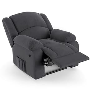 Poltrona Do Papai Reclinável Pietra Power Elétrica Usb Fh9 Veludo Cinza - Mpozenato