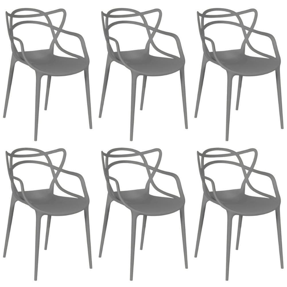 Kit 6 Cadeiras Allegra - Cinza Escuro