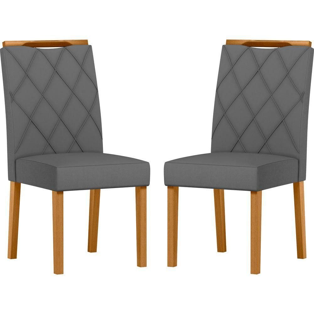Conjunto Com 2 Cadeiras De Jantar Estofada Sarah Ypê Veludo Cinza Ja02