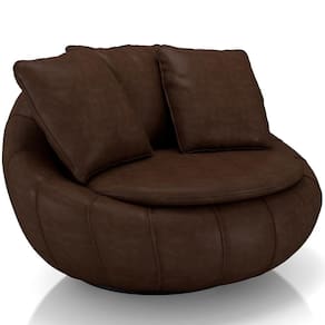 Poltrona Decorativa Giratória Kira M03 Couríssimo Marrom - Lyam Decor