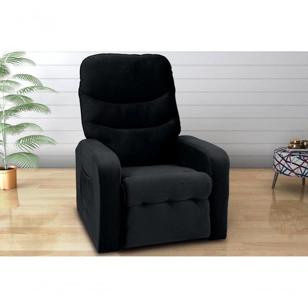 Poltrona Reclinável Punto 1 Lugar Veludo Preto Matrix