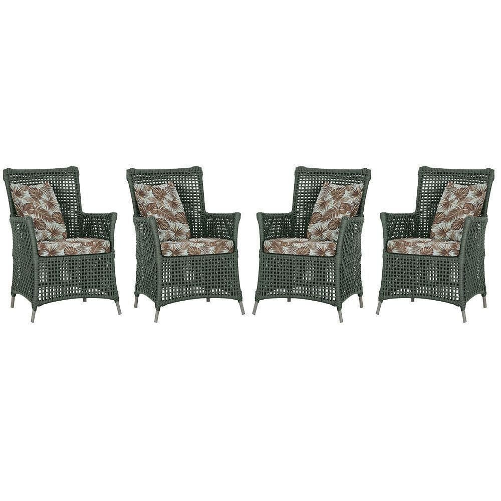 4 Poltronas Igapó Alumínio Pintura Fendi Corda Náutica E6 Verde