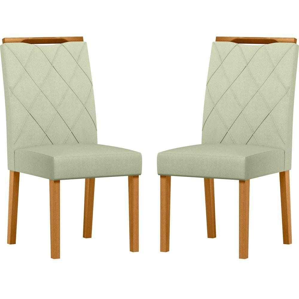 Conjunto Com 2 Cadeiras De Jantar Estofada Sarah Ypê Linho Palha Ln04