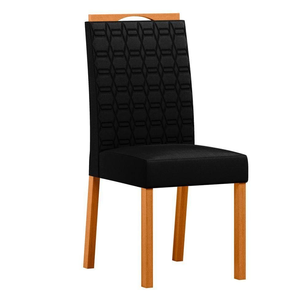 Conjunto Com 2 Cadeiras De Jantar Estofada Mariah Ypê Veludo Preto Ja03