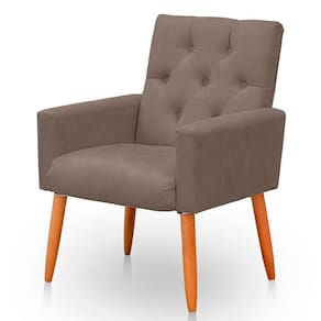 Poltrona Para Sala Reforçada Confortável íris Suede Cor Capuccino