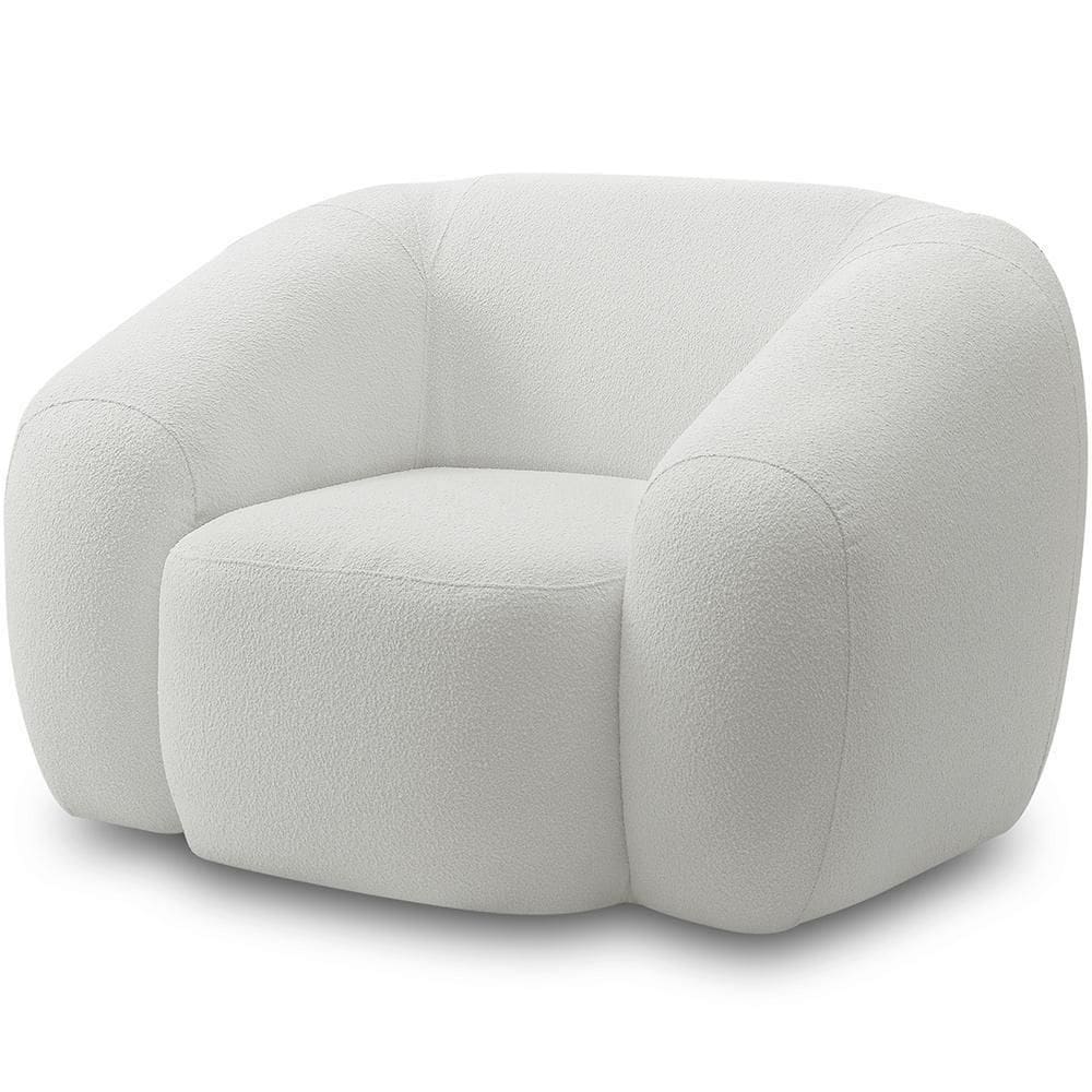 Poltrona Decorativa Orgânica Para Sala Living Emery M05 Bouclê Creme - Lyam Decor