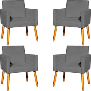 Kit 4 Poltronas Para Recepção Nina Suede Cores Pé Palito 30cm Castanho - Suede