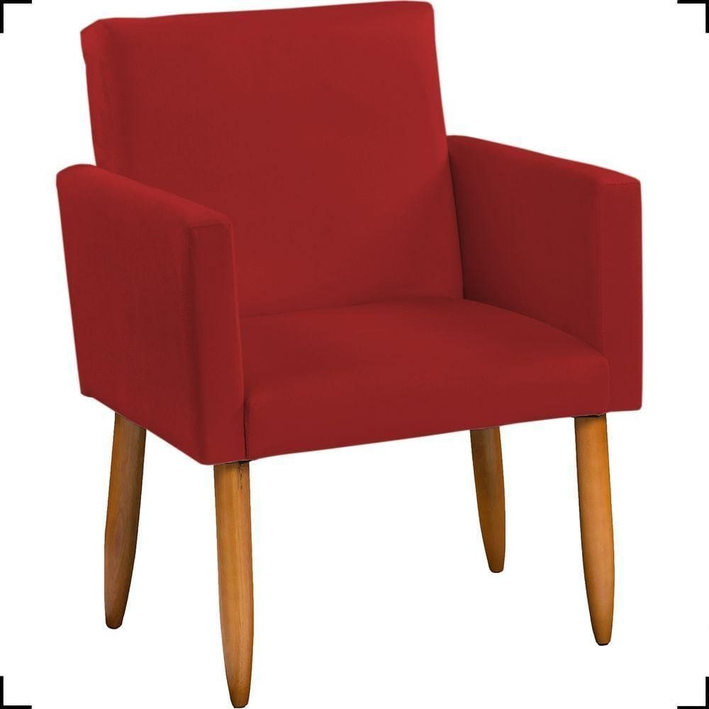 Poltrona Decorativa Para Sala Nina Suede Cores Pé Palito Castanho - Bordô, Suede