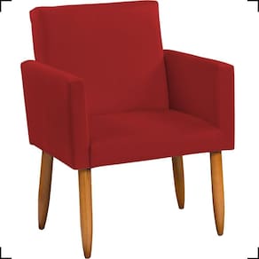 Poltrona Decorativa Para Sala Nina Suede Cores Pé Palito Castanho - Bordô, Suede