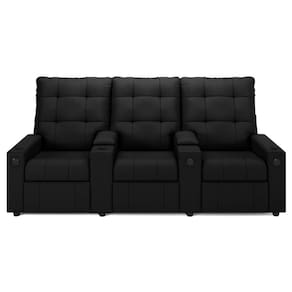 Poltrona Do Papai Reclinável Mallie 3 Lugares Baú Usb Fh9 Veludo Preto - Mpozenato