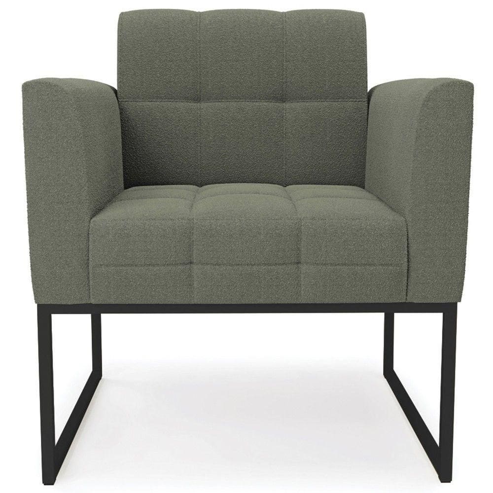 Poltrona Para Sala Base Industrial Preto Ana Bouclé Menta - Ibiza