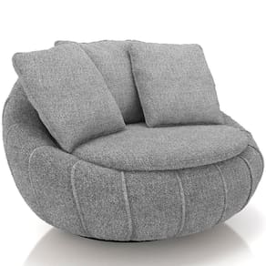 Poltrona Giratória Para Sala De Estar Decorativa Kira M03 Bouclê Cinza - Lyam Decor