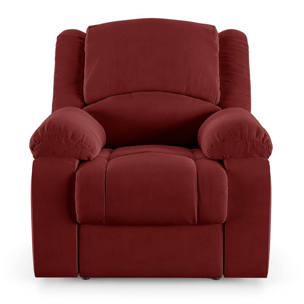 Poltrona Do Papai Reclinável Pietra Elétrica Led Fh9 Veludo Vermelho - Mpozenato