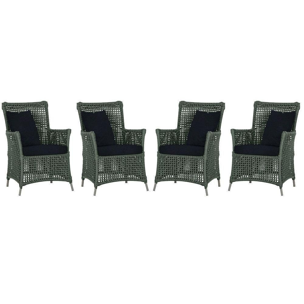 4 Poltronas Igapó Alumínio Pintura Fendi Corda Náutica E12 Verde