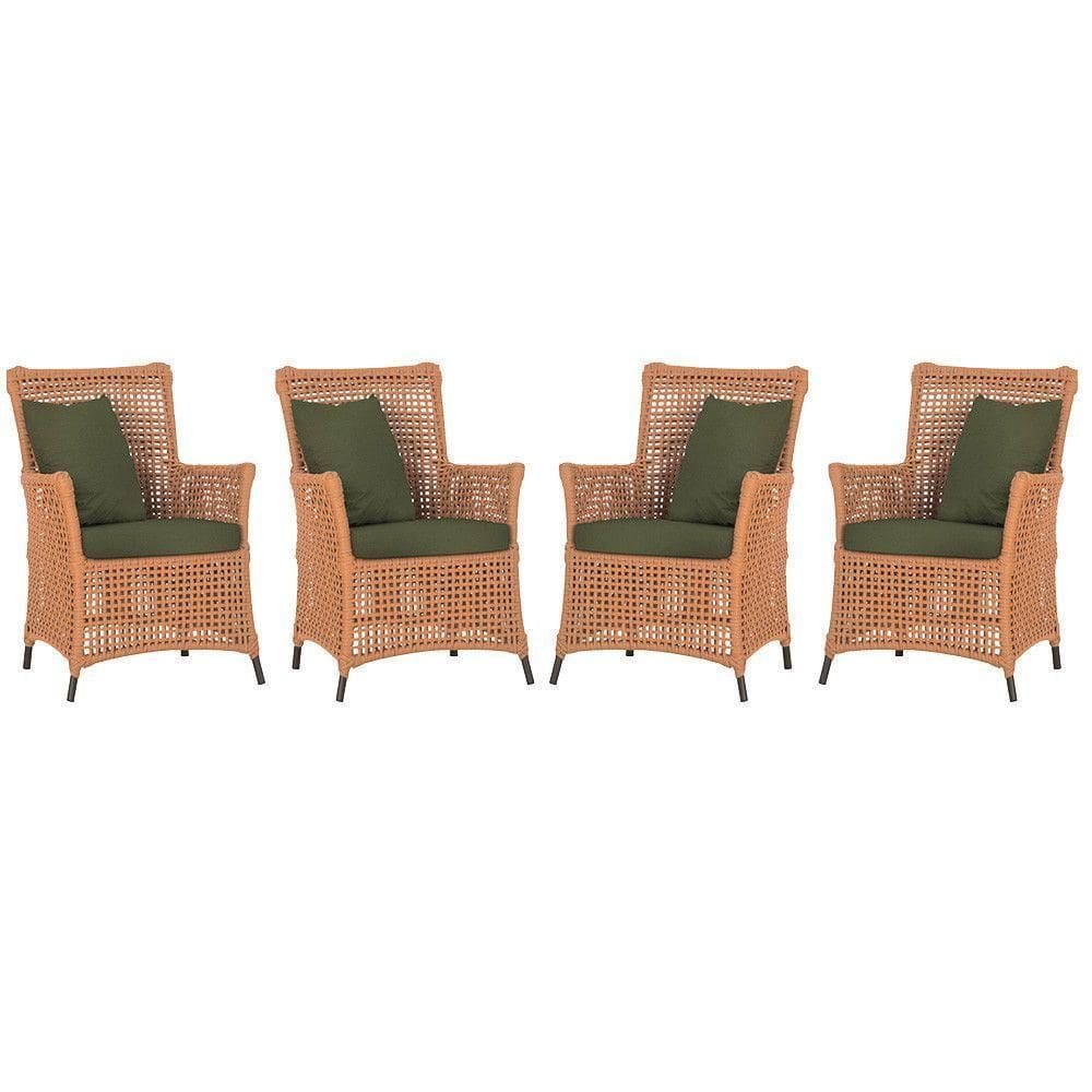4 Poltronas Igapó Alumínio Pintura Marrom Corda Náutica E13 Terra Cota