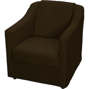 Poltrona Decorativa Mila Pé De Plástico Cromado - Marrom Suede