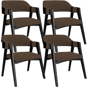 Kit 4 Cadeiras Sala De Jantar Estar Living Estofada Suran L02 Preto Suede Marrom - Lyam Decor