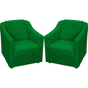 Kit 2 Poltronas Mila Pé De Plástico Cromado - Verde Suede