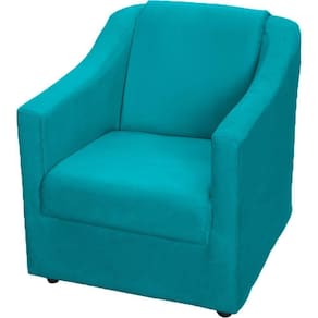 Poltrona Decorativa Mila Pé De Plástico Cromado - Azul-turquesa Suede