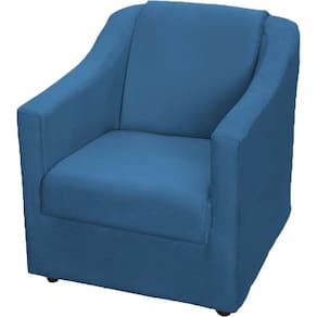 Poltrona Decorativa Mila Pé De Plástico Cromado - Azul-marinho Suede
