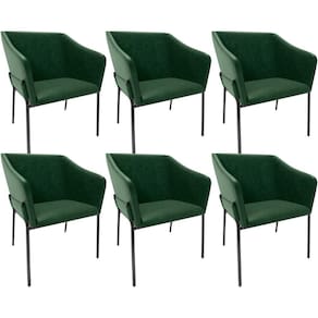 Kit 6 Cadeiras Para Sala De Jantar Estar Living Olívia L02 Couríssimo Verde - Lyam Decor