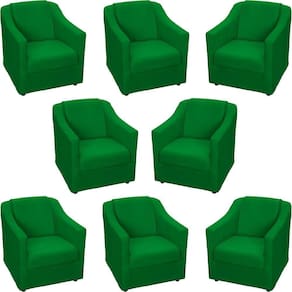 Kit 8 Poltronas Mila Pé De Plástico Cromado - Verde Suede