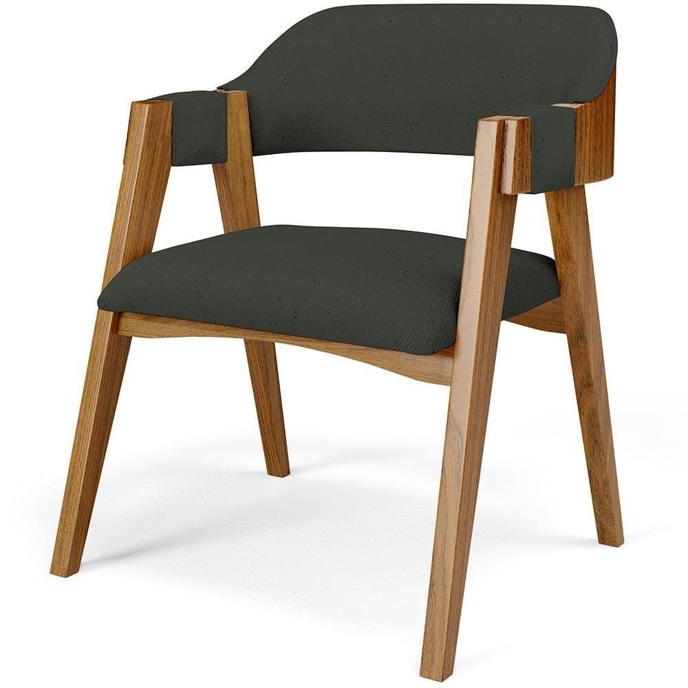 Cadeira Para Sala De Jantar E Estar Living Estofada Suran L02 Linho Verde Musgo - Lyam