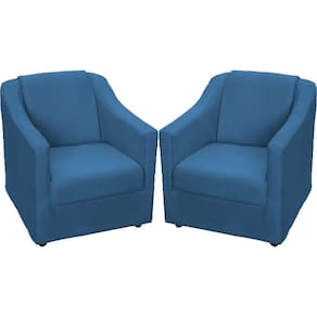 Kit 2 Poltronas Mila Pé De Plástico Cromado - Azul-marinho Suede
