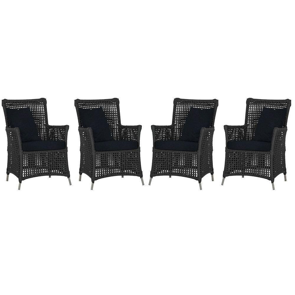 4 Poltronas Igapó Alumínio Pintura Fendi Corda Náutica E12 Preto