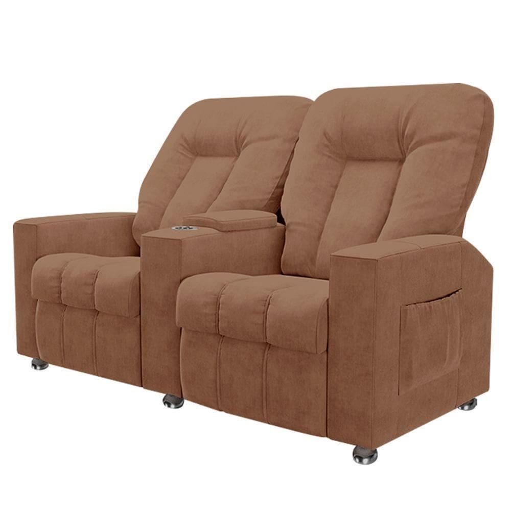 Poltrona Reclinável Para Cinema 2 Lugares Praddo Fh9 Veludo Terracota Mpozenato