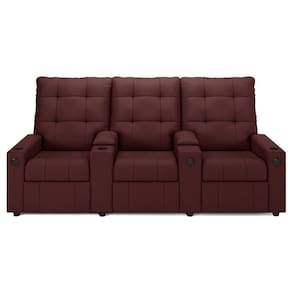 Poltrona Do Papai Reclinável Mallie 3 Lugares Baú Usb Fh9 Veludo Vinho - Mpozenato