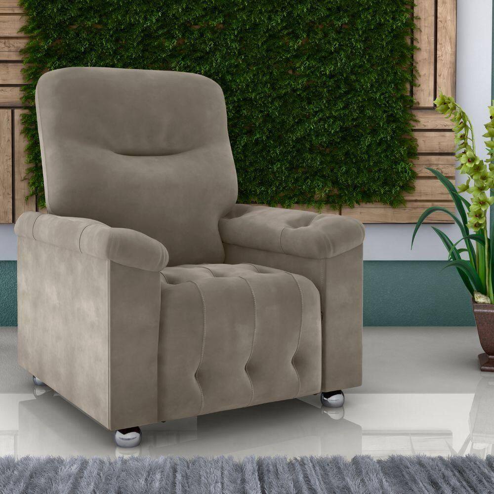 Poltrona Reclinável York Veludo Cappuccino