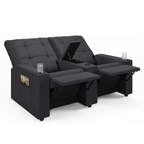 Poltrona Do Papai Reclinável Cinema 2 Lugares Manual Baú Usb Haifa F05 Veludo Cinza G - Lyam Decor