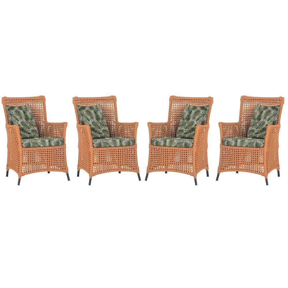 4 Poltronas Igapó Alumínio Pintura Preta Corda Náutica E5 Terra Cota