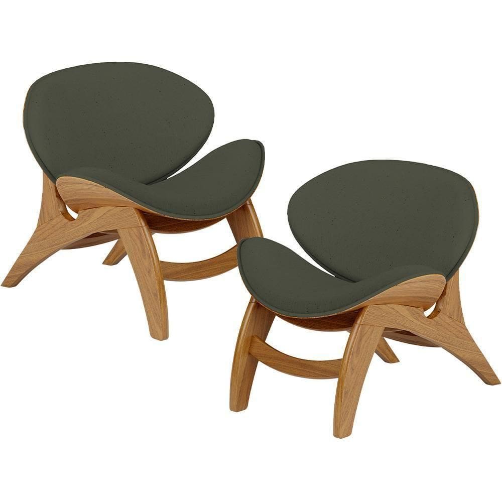 Kit 2 Poltronas Decorativa Orgânica Sala Living Kadosh L02 Linho Bege