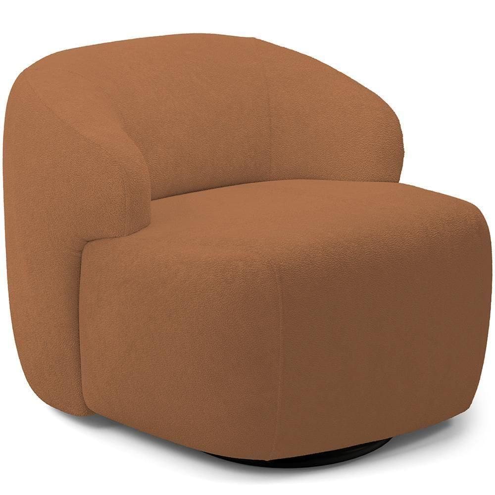 Poltrona Decorativa Orgânica Giratória Living Barolo L06 Bouclê Terracota