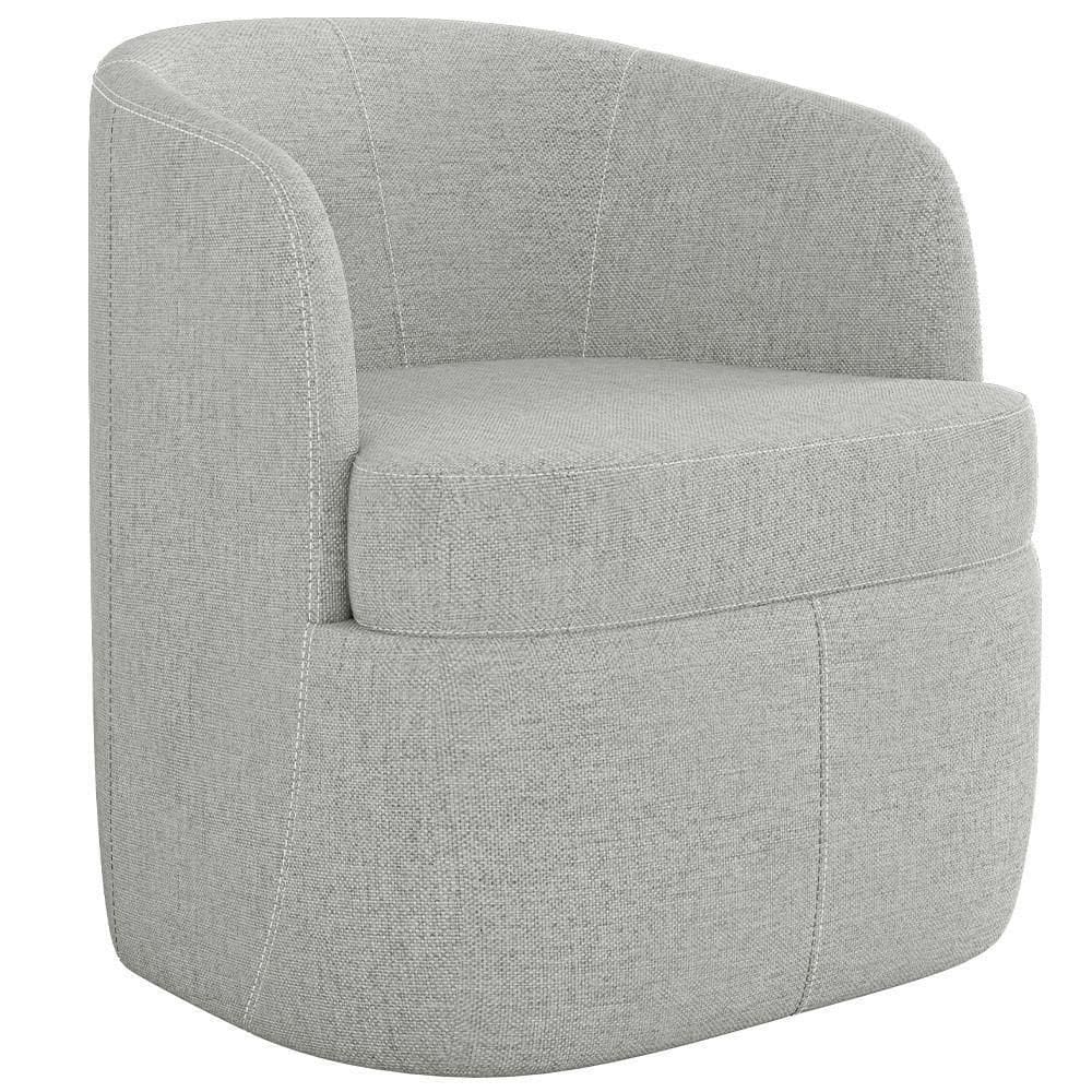 Poltrona Decorativa Giratória Para Sala De Estar Siena K01 Linho Cinza - Lyam Decor