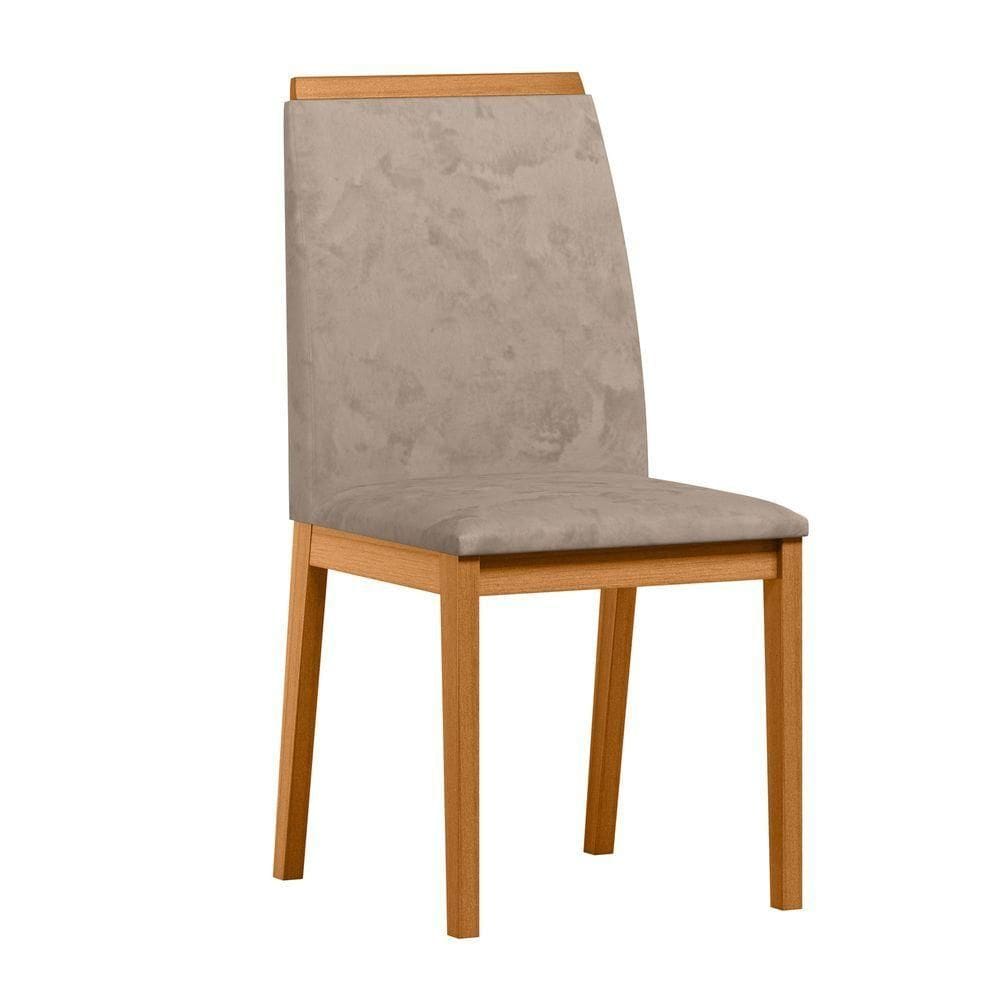 Conjunto Com 2 Cadeiras De Jantar Estofada Fernanda Ypê Camursa Marrom Lux