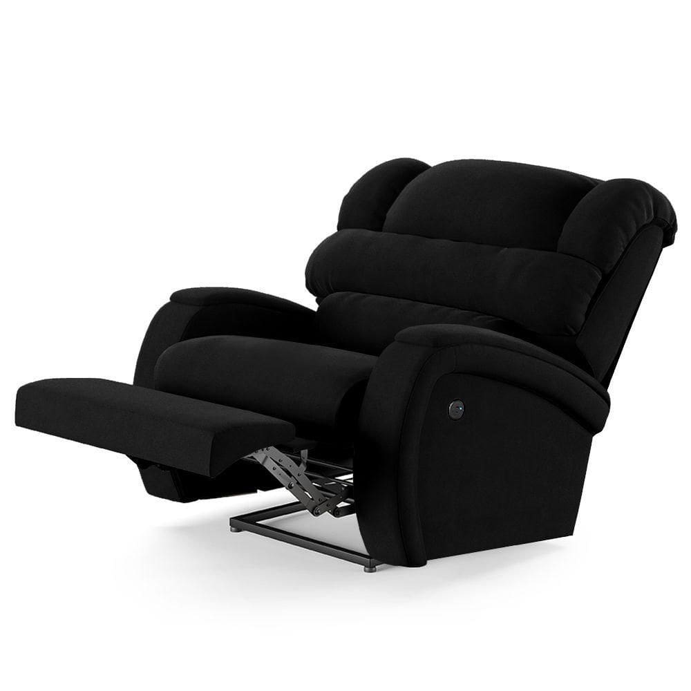 Poltrona Do Papai Reclinável Kalie Power Touch Usb Fh9 Veludo Preto - Mpozenato