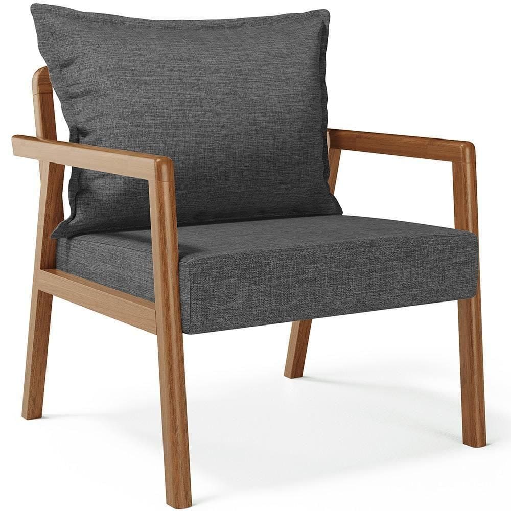Poltrona Decorativa Para Sala De Estar E Living Alícia B04 Linho Cinza Escuro
