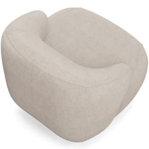 Poltrona Decorativa Orgânica Giratória Living Barolo L06 Linho Bege